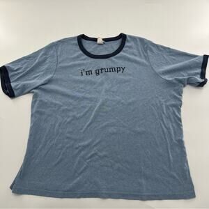 Vintage Disney I’m Grumpy Snow White and the 7 Dwarves T Shirt Blue Short Sleeve